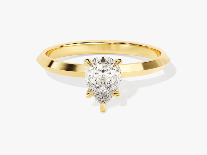 1.0CT Pear Diamond Knife Edge Solitaire Moissanite Engagement Ring