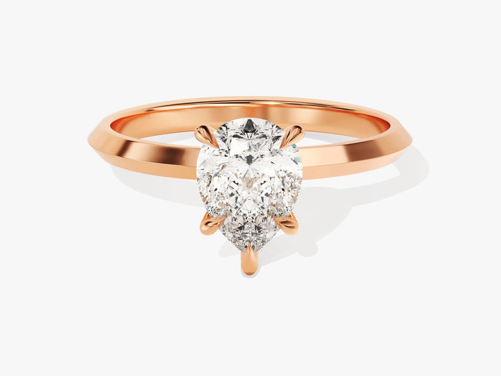 1.50CT Pear Diamond Knife Edge Solitaire Moissanite Engagement Ring