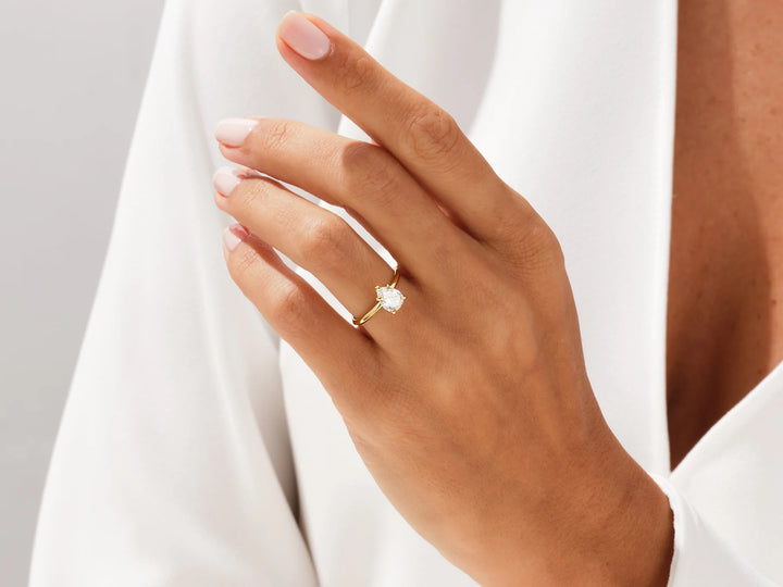 1.50CT Pear Diamond Knife Edge Solitaire Moissanite Engagement Ring