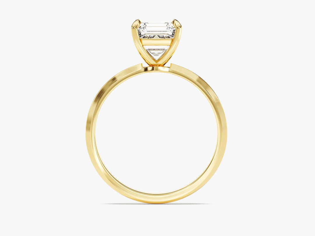 1.50CT Asscher Diamond Knife Edge Solitaire Moissanite Engagement Ring