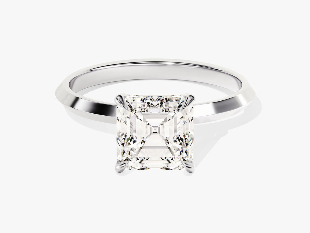 2.0CT Asscher Diamond Kinfe Edge Solitaire Moissanite Engagement Ring