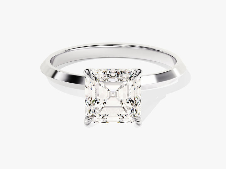 2.0CT Asscher Diamond Kinfe Edge Solitaire Moissanite Engagement Ring
