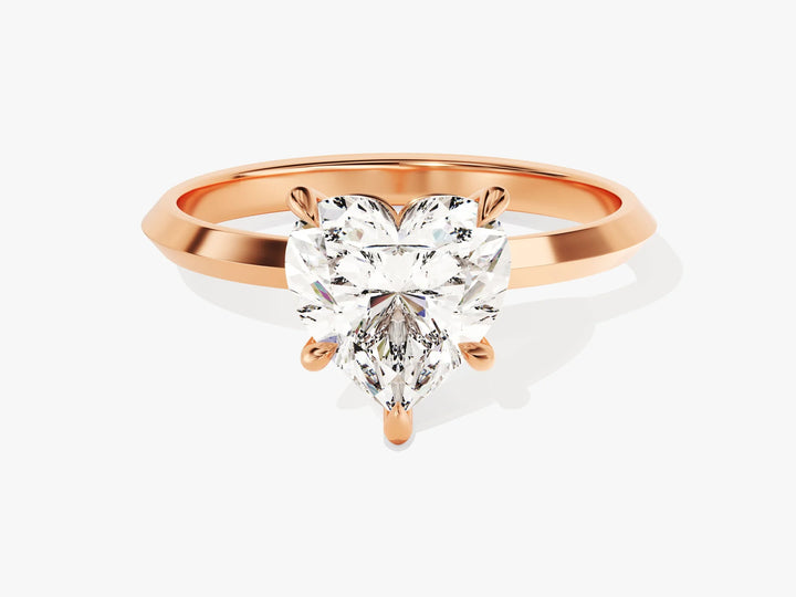 2.0CT Heart Diamond Kinfe Edge Solitaire Moissanite Engagement Ring
