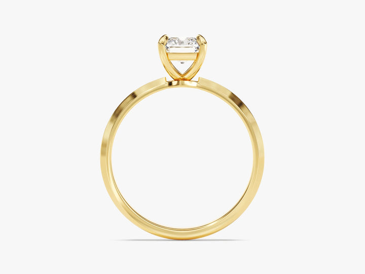 1.0CT Radiant Diamond Knife Edge Solitaire Moissanite Engagement Ring