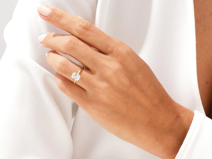 1.50CT Radiant Diamond Knife Edge Solitaire Moissanite Engagement Ring