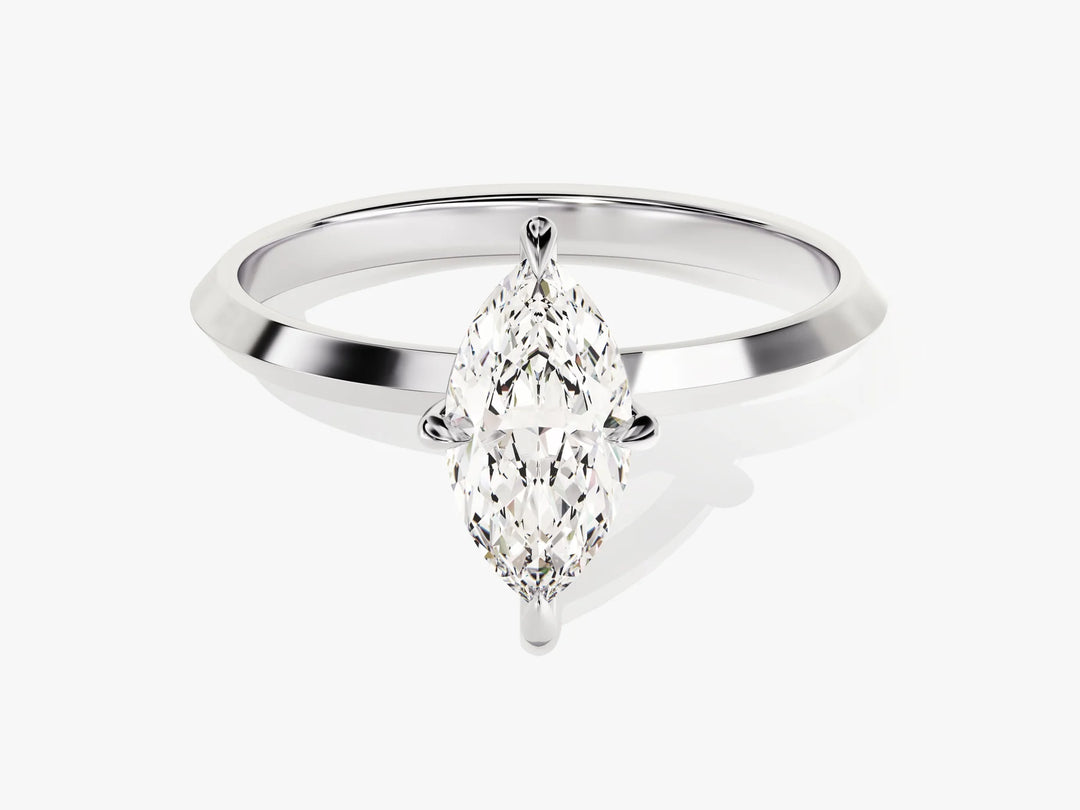 1.0CT Marquise Diamond Knife Edge Solitaire Moissanite Engagement Ring