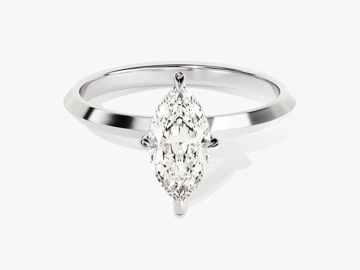 1.0CT Marquise Diamond Knife Edge Solitaire Moissanite Engagement Ring