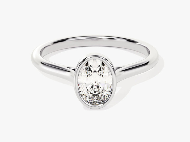 1.0CT Oval  Diamond Bezel Setting Solitaire Moissanite Engagement Ring