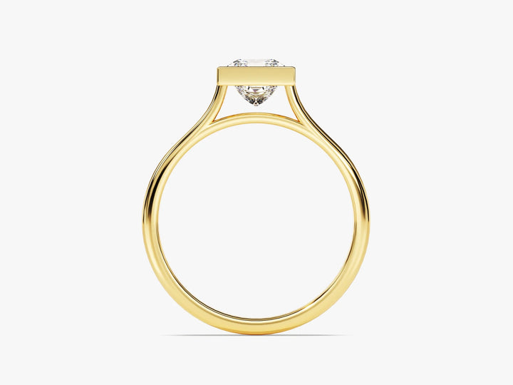 1.0CT Princess Diamond Bezel Setting Solitaire Moissanite Engagement Ring