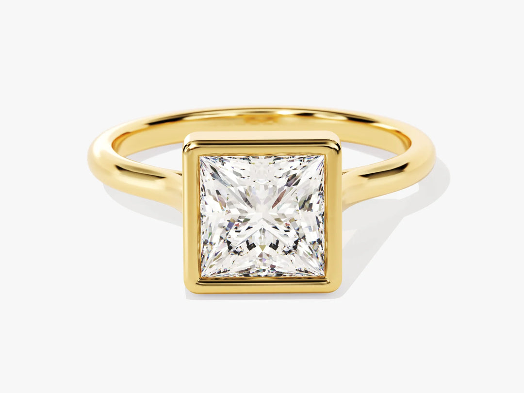 1.50CT Princess Diamond Bezel Setting Solitaire Moissanite Engagement Ring