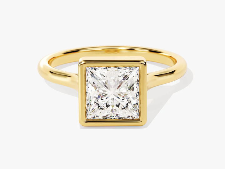 1.50CT Princess Diamond Bezel Setting Solitaire Moissanite Engagement Ring