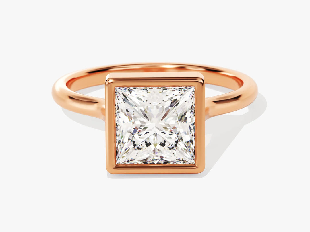 2.0CT Princess Diamond Bezel Setting Solitaire Moissanite Engagement Ring