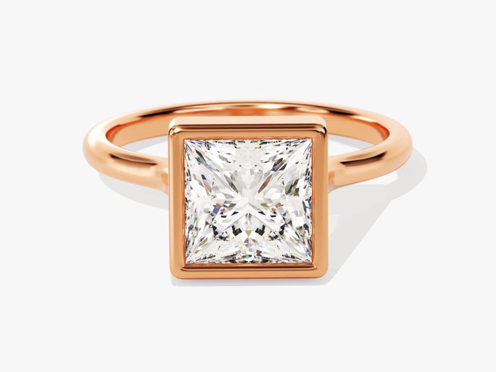 2.0CT Princess Diamond Bezel Setting Solitaire Moissanite Engagement Ring