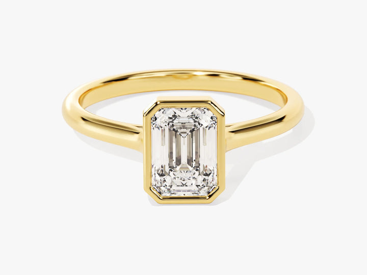1.0CT Emerald Diamond Bezel Setting Solitaire Moissanite Engagement Ring