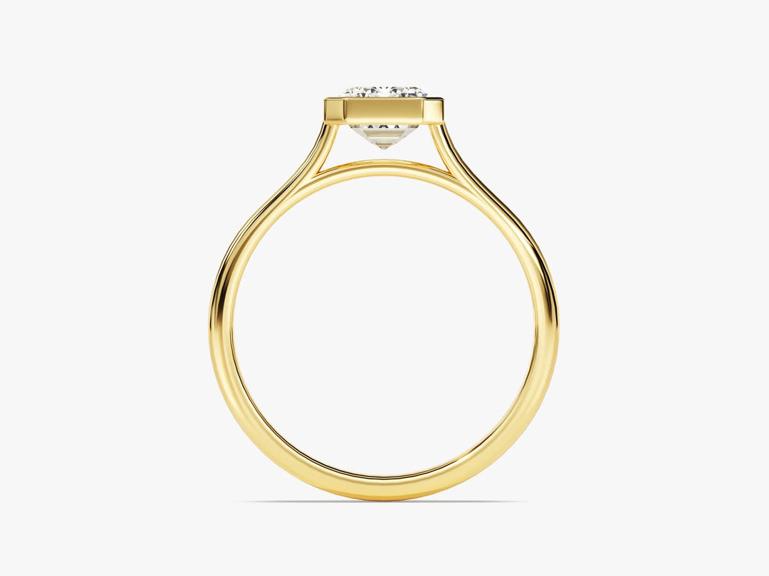 1.50CT Emerald Diamond Bezel Setting Solitaire Moissanite Engagement Ring