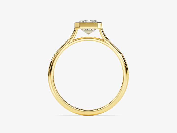 1.50CT Emerald Diamond Bezel Setting Solitaire Moissanite Engagement Ring