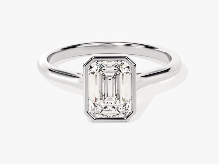 1.50CT Emerald Diamond Bezel Setting Solitaire Moissanite Engagement Ring