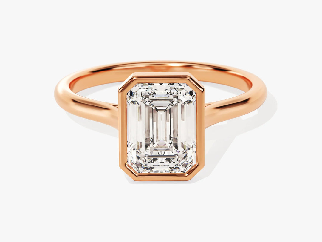 2.0CT Emerald  Diamond Bezel Setting Solitaire Moissanite Engagement Ring