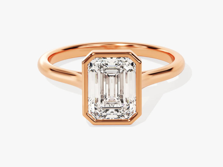 2.0CT Emerald  Diamond Bezel Setting Solitaire Moissanite Engagement Ring