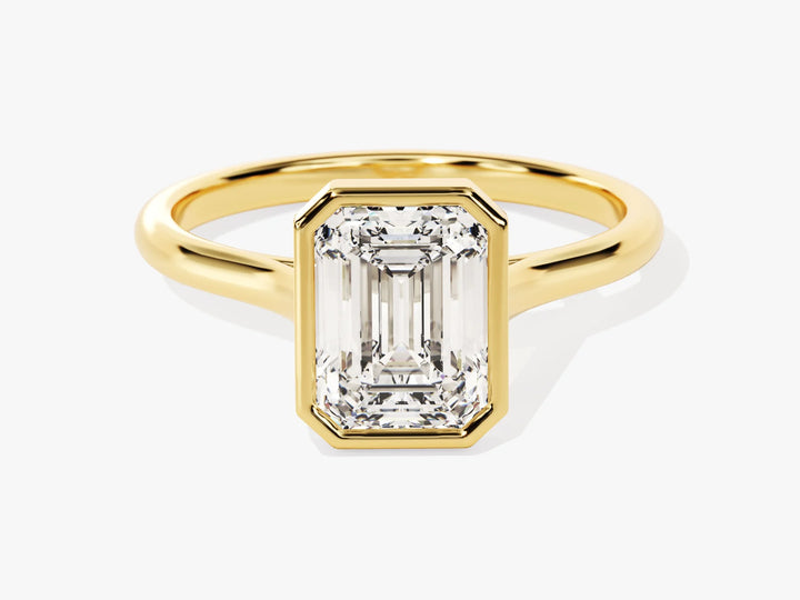 2.0CT Emerald  Diamond Bezel Setting Solitaire Moissanite Engagement Ring