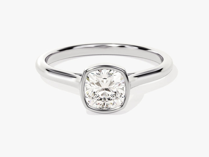 1.0CT Cushion Diamond Bezel Setting Solitaire Moissanite Engagement Ring