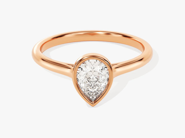 1.0CT Pear Diamond Bezel Setting Solitaire Moissanite Engagement Ring