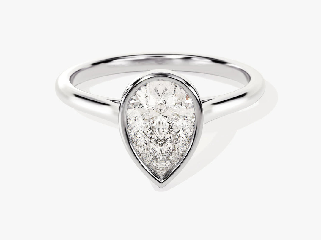 1.50CT Pear Cut Bezel Setting Solitaire Moissanite Engagement Ring
