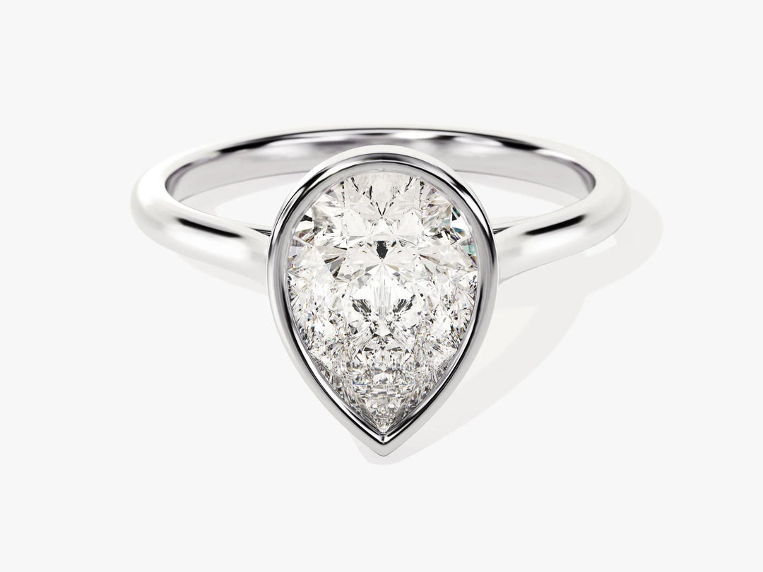 2.0CT Pear Cut Bezel Setting Solitaire Moissanite Engagement Ring