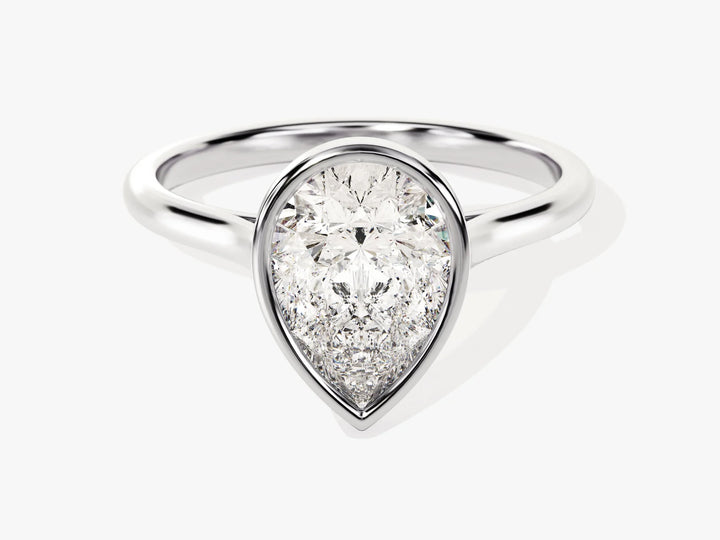 2.0CT Pear Cut Bezel Setting Solitaire Moissanite Engagement Ring