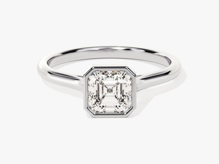 1.0CT Asscher Diamond Bezel Setting Solitaire Moissanite Engagement Ring