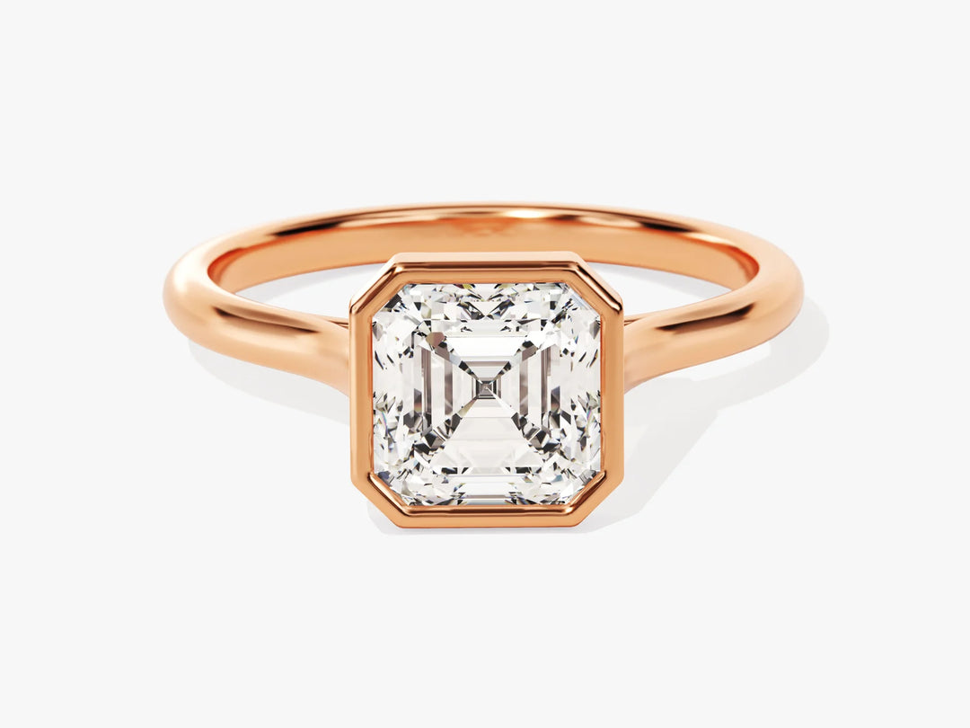 1.50CT Asscher Cut Bezel Setting Solitaire Moissanite Engagement Ring