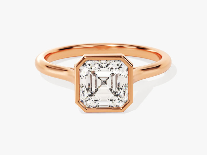 1.50CT Asscher Cut Bezel Setting Solitaire Moissanite Engagement Ring