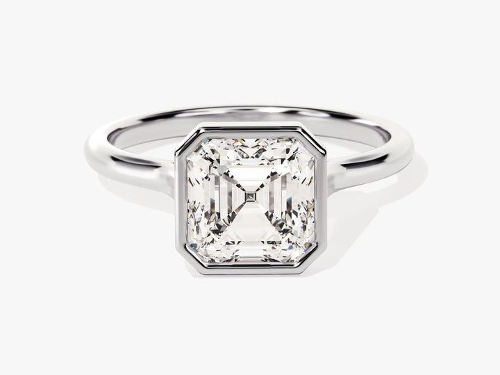 2.0CT Asscher Cut Bezel Setting Solitaire Moissanite Engagement Ring