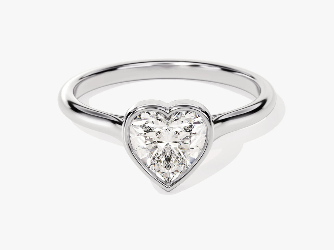 1.0CT Heart Diamond Bezel Setting Solitaire Moissanite Engagement Ring