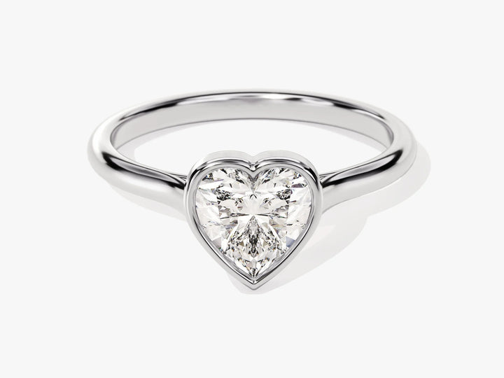1.0CT Heart Diamond Bezel Setting Solitaire Moissanite Engagement Ring