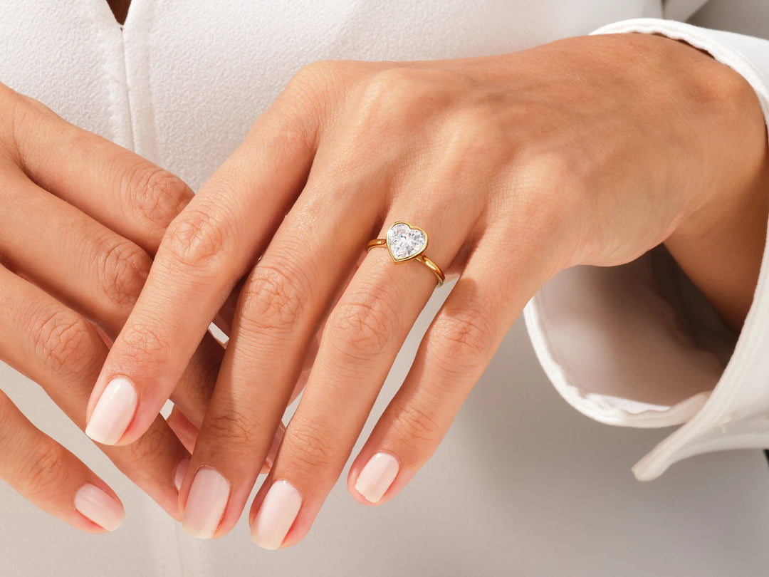 1.50CT Heart Cut Bezel Setting Solitaire Moissanite Engagement Ring