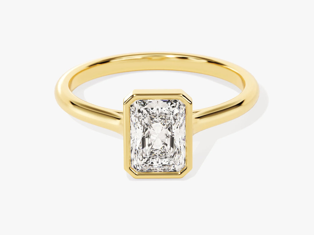 1.0CT Radiant Diamond Bezel Setting Solitaire Moissanite Engagement Ring