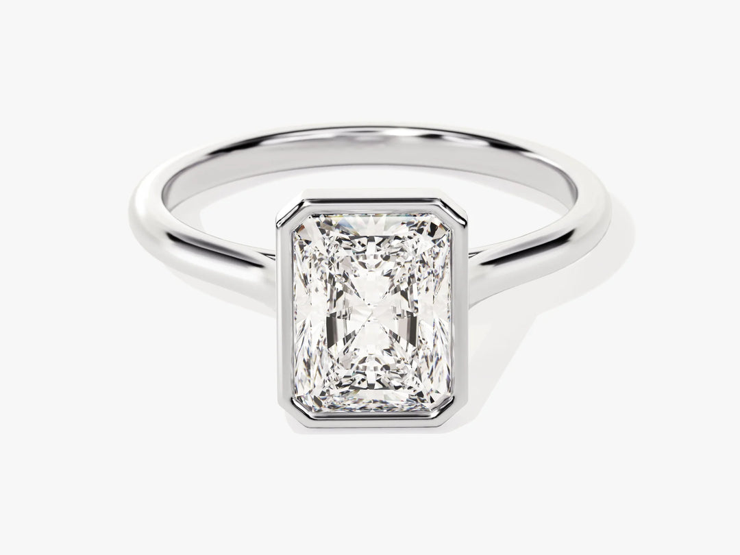 1.50CT Radiant Cut Bezel Setting Solitaire Moissanite Engagement Ring