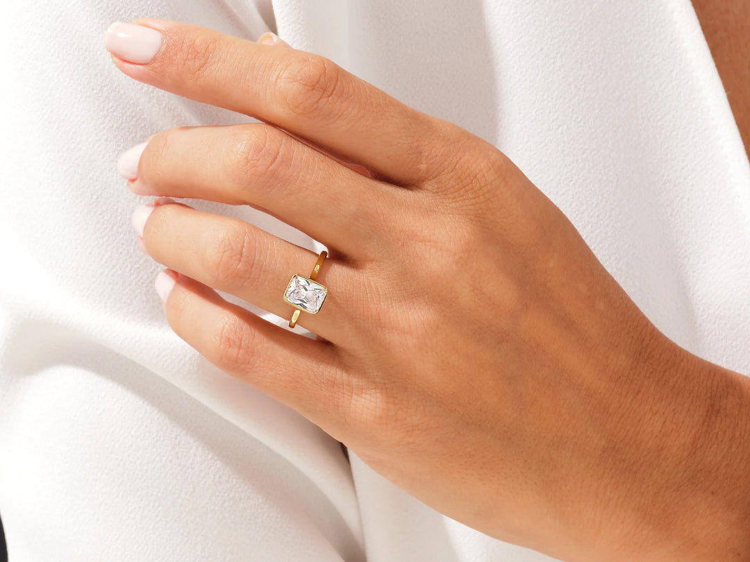 1.50CT Radiant Cut Bezel Setting Solitaire Moissanite Engagement Ring