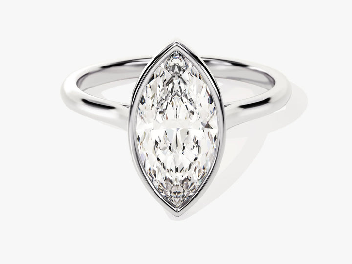 2.0CT Marquise Cut Bezel Setting Solitaire Moissanite Engagement Ring