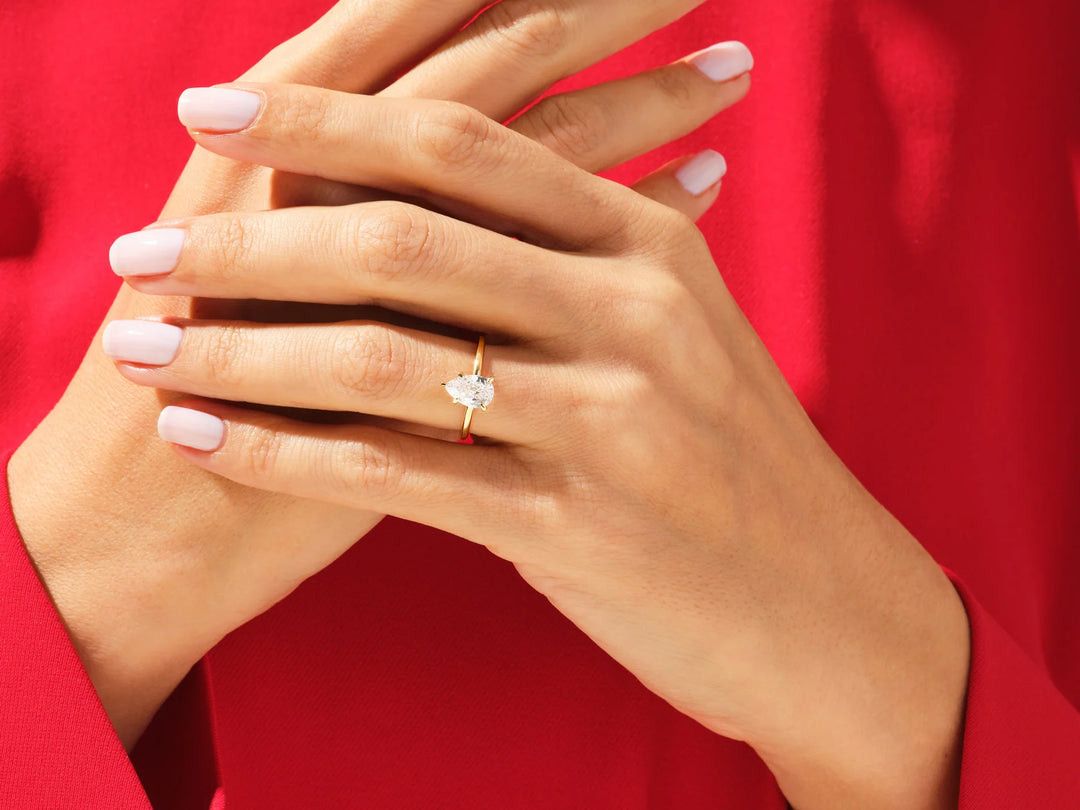 1.50CT Pear Cut Solitaire Diamond Moissanite Engagement Ring