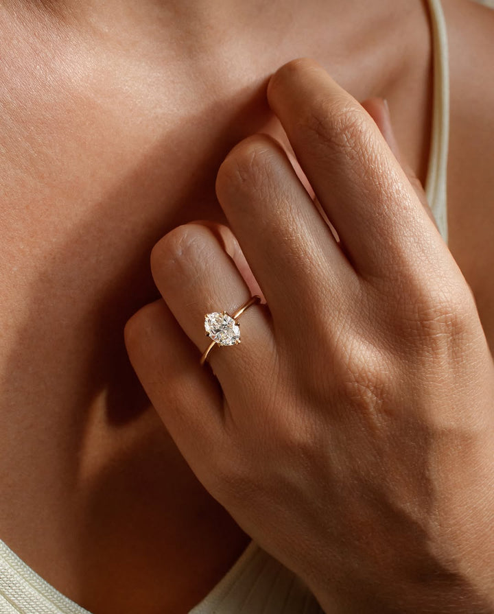 1.10-3.0 CT Oval  Lab Grown Diamond Solitaire Style Engagement Ring