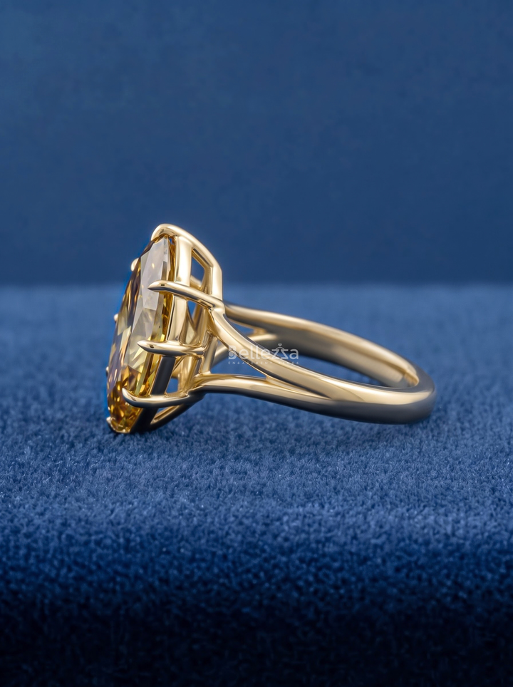 3.0CT Brown Marquise Lab Grown Diamond Split Shank Engagement Ring