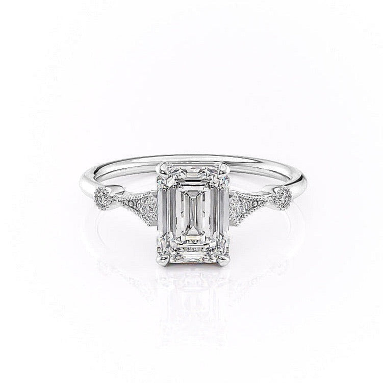 1-91-ct-emerald-cut-solitaire-milgrain-pave-set-moissanite-engagement-ring