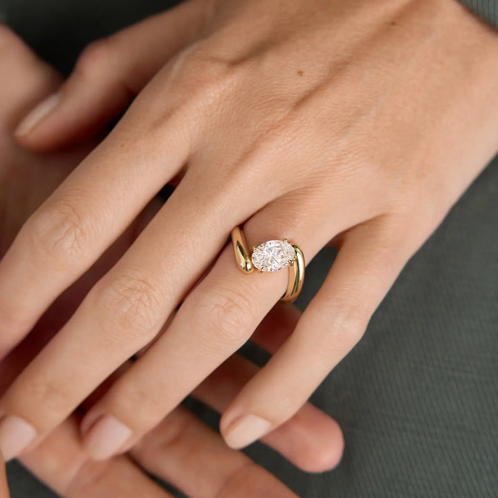 1.50CT Oval Cut Bypass Shank Moissanite Engagement Ring