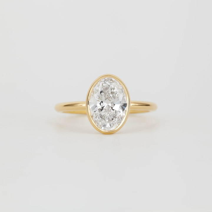 1.0 -3.0 CT Oval Lab Grown Diamond Bezel Engagement Ring