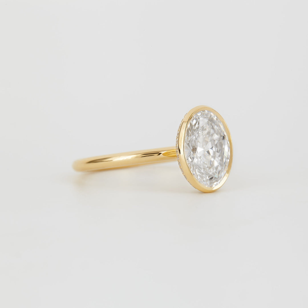 1.0 -3.0 CT Oval Lab Grown Diamond Bezel Engagement Ring