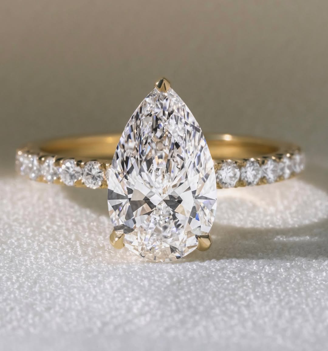 2.50 - 4.50  CT Pear  Lab Grown Diamond Pave Style Engagement Ring