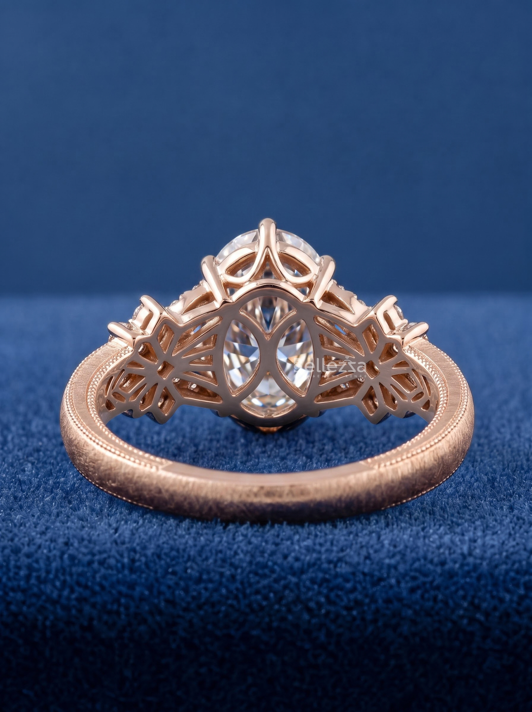 3.0CT Vintage Milgrain Oval Diamond Engagement Ring For Women