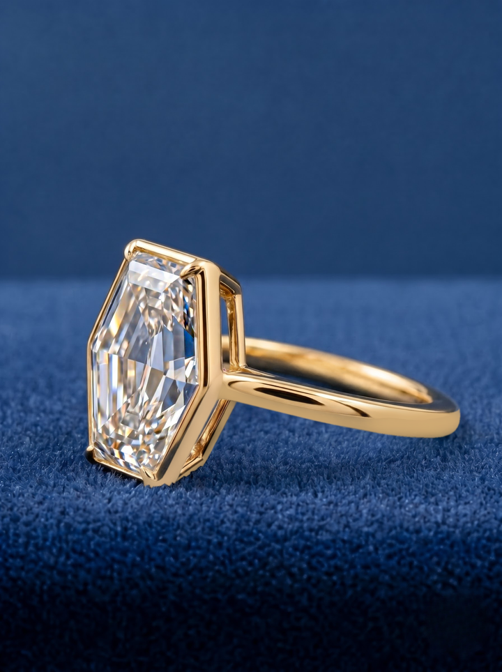 4.0CT Elongated Hexagon Lab-Grown Diamond Solitaire Engagement Ring